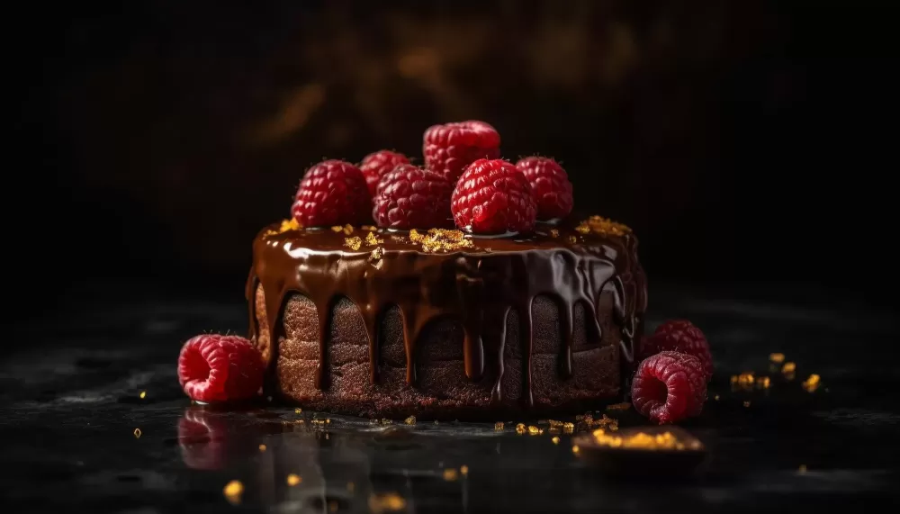 دانلود عکس کیک شکلاتی با تکه‌های بلوبری